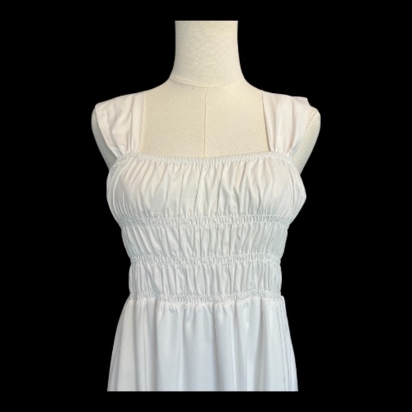 ๐ ๐คโจ NWOT NANETTE LEPORE White Sleeveless Ruched Midi Dress | Sz 8 - Picture 2 of 9